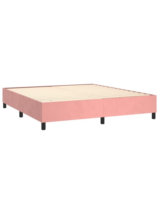 Box spring postel s matrací a LED růžová 180x200 cm samet