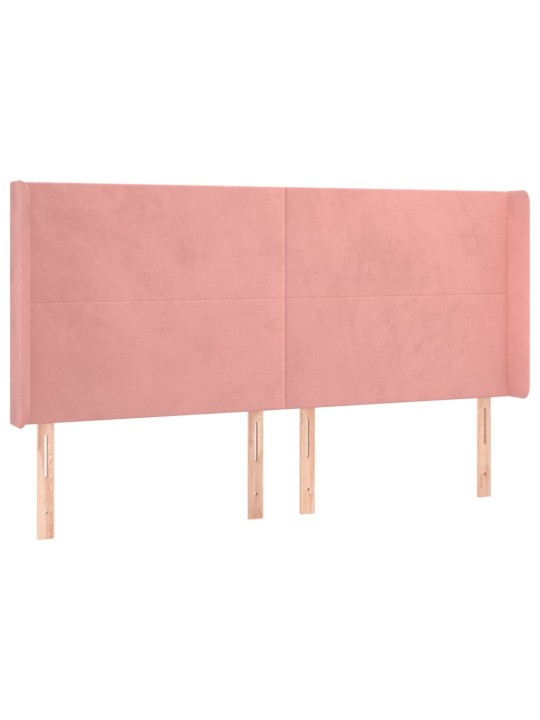 Box spring postel s matrací a LED růžová 180x200 cm samet