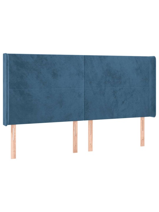 Box spring postel s matrací a LED tmavě modrá 200x200 cm samet