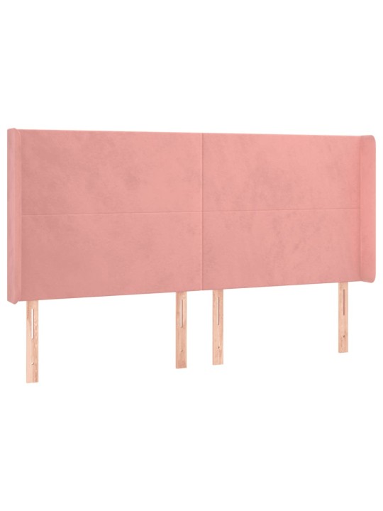 Box spring postel s matrací a LED růžová 200x200 cm samet