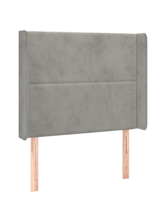 Box spring postel s matrací a LED světle šedá 80 x 200 cm samet