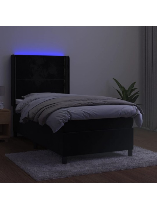 Box spring postel s matrací a LED černá 80 x 200 cm samet