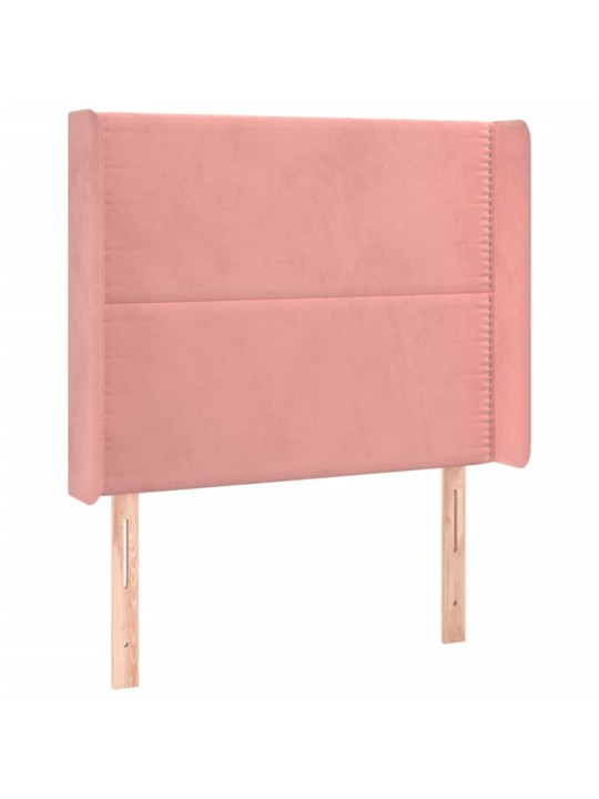 Box spring postel s matrací a LED růžová 90x190 cm samet