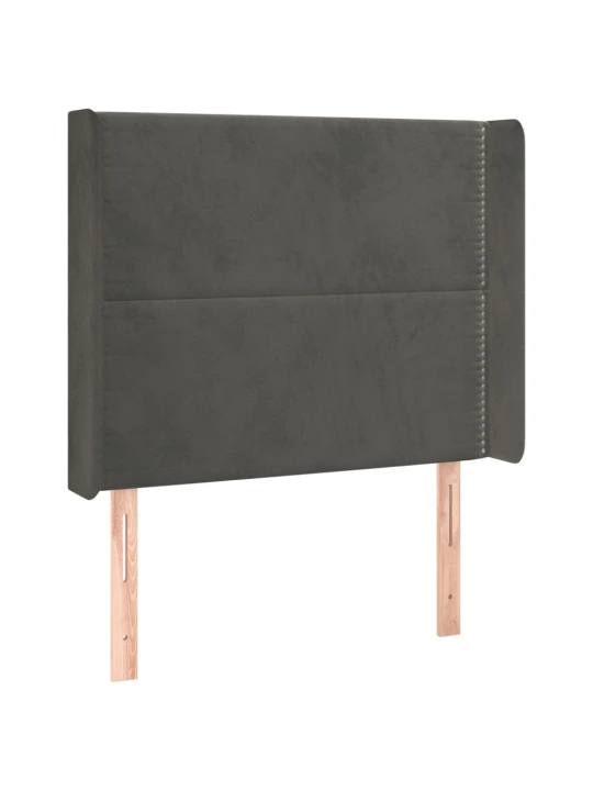 Box spring postel s matrací a LED tmavě šedá 90x200 cm samet