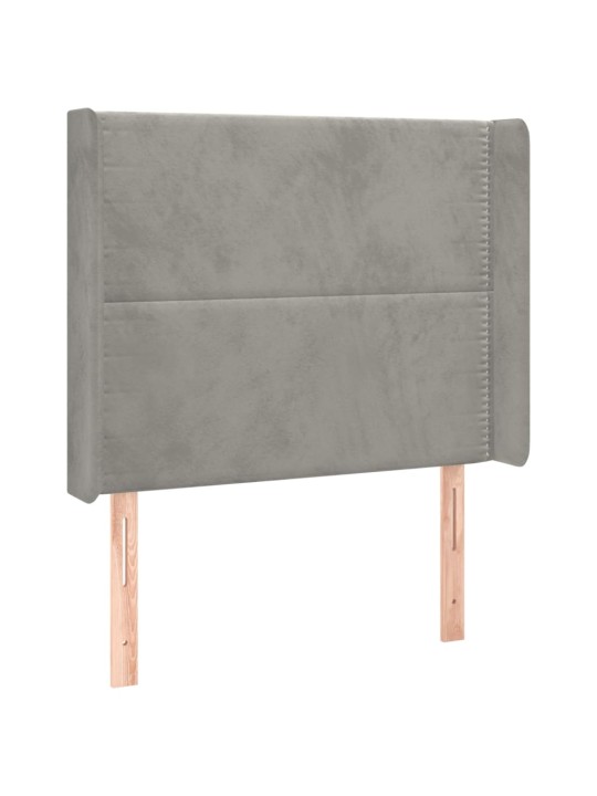 Box spring postel s matrací a LED světle šedá 100x200 cm samet