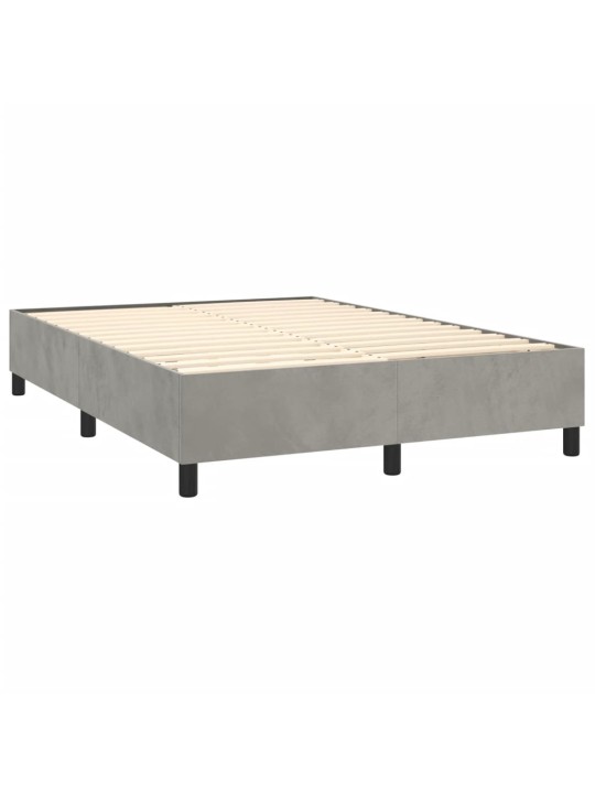 Box spring postel s matrací a LED světle šedá 140x190 cm samet