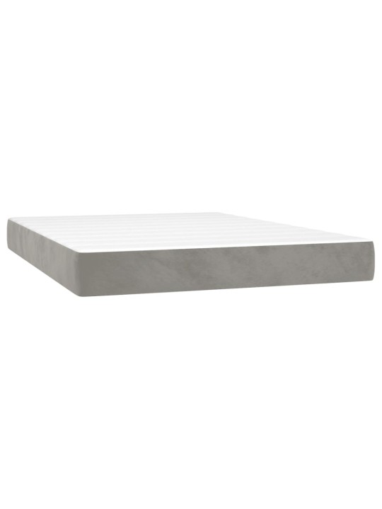 Box spring postel s matrací a LED světle šedá 140x190 cm samet