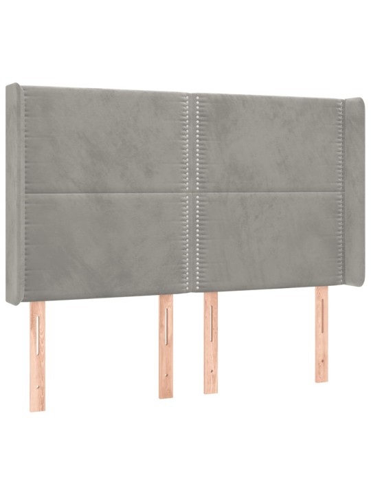 Box spring postel s matrací a LED světle šedá 140x190 cm samet