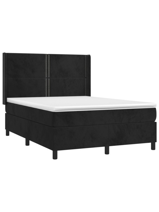 Box spring postel s matrací a LED černá 140x190 cm samet