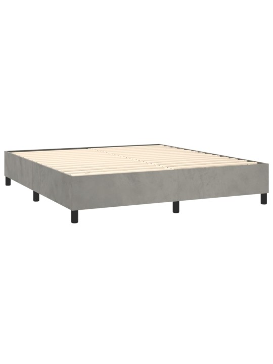 Box spring postel s matrací a LED světle šedá 160x200 cm samet