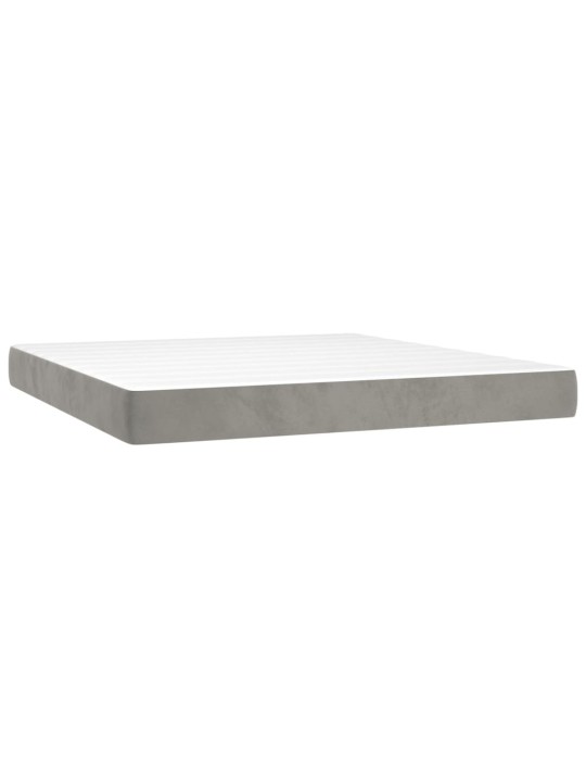 Box spring postel s matrací a LED světle šedá 160x200 cm samet