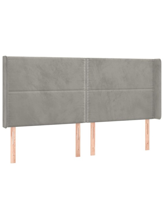 Box spring postel s matrací a LED světle šedá 160x200 cm samet