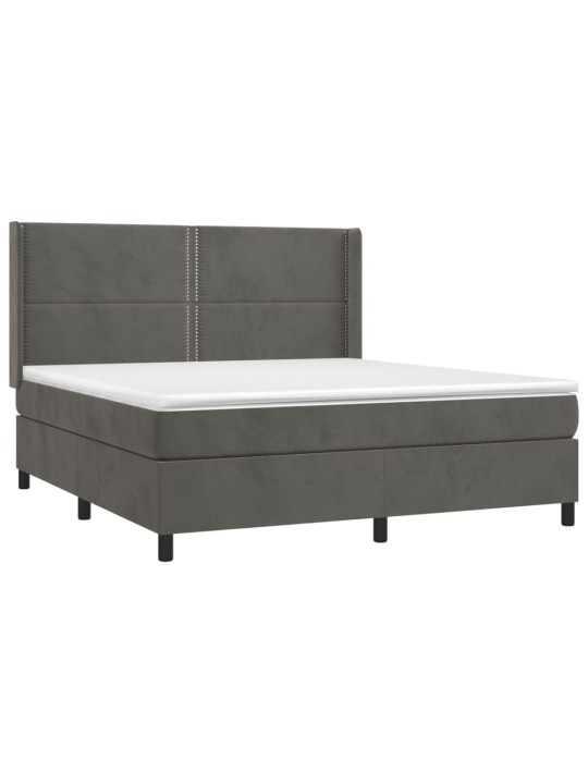 Box spring postel s matrací a LED tmavě šedá 160x200 cm samet