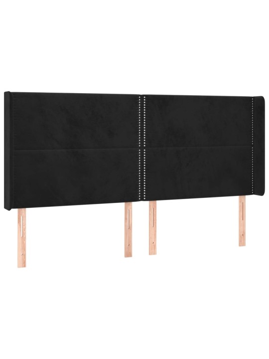 Box spring postel s matrací a LED černá 160x200 cm samet