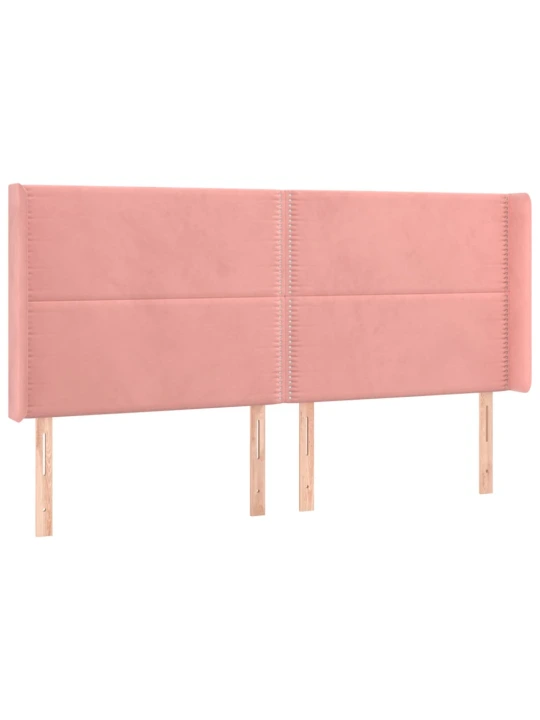 Box spring postel s matrací a LED růžová 160x200 cm samet