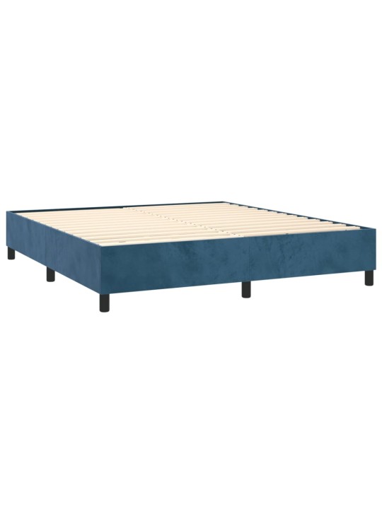 Box spring postel s matrací a LED tmavě modrá 180x200 cm samet