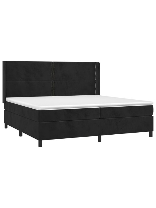 Box spring postel s matrací a LED černá 200x200 cm samet