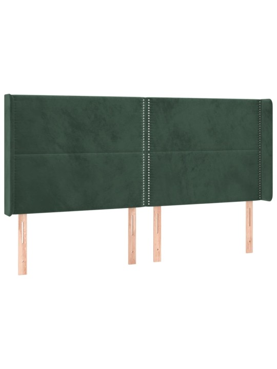 Box spring postel s matrací a LED tmavě zelená 200x200 cm samet