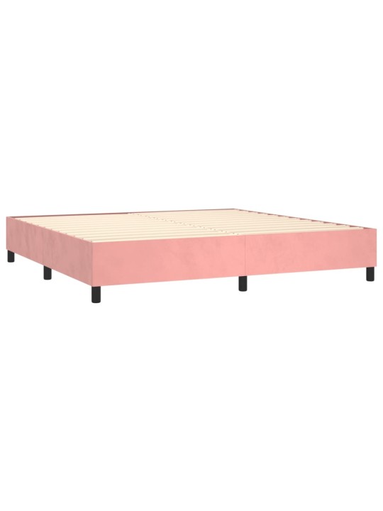 Box spring postel s matrací a LED růžová 200x200 cm samet