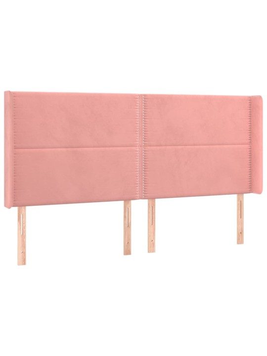 Box spring postel s matrací a LED růžová 200x200 cm samet