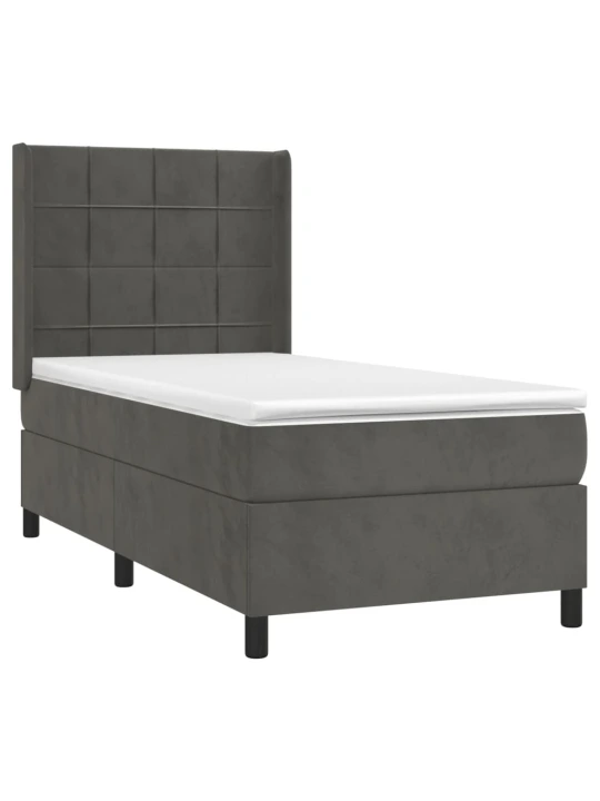 Box spring postel s matrací a LED tmavě šedá 80 x 200 cm samet