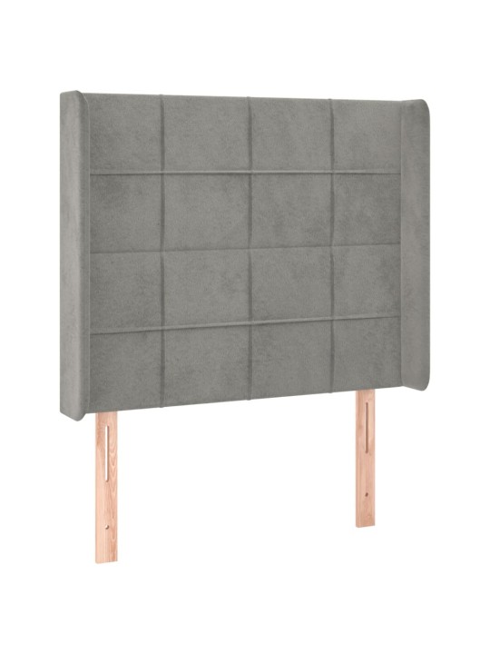 Box spring postel s matrací a LED světle šedá 90x190 cm samet