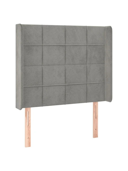 Box spring postel s matrací a LED světle šedá 90x190 cm samet