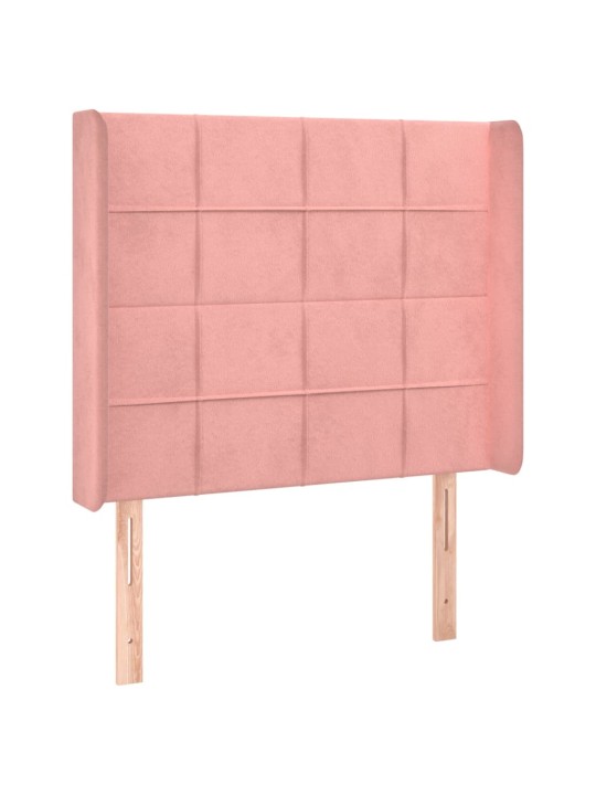 Box spring postel s matrací a led růžová 90x190 cm samet