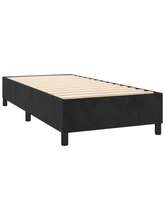 Box spring postel s matrací a LED černá 90x200 cm samet