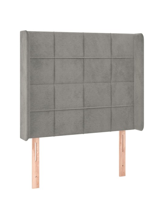 Box spring postel s matrací a LED světle šedá 100x200 cm samet