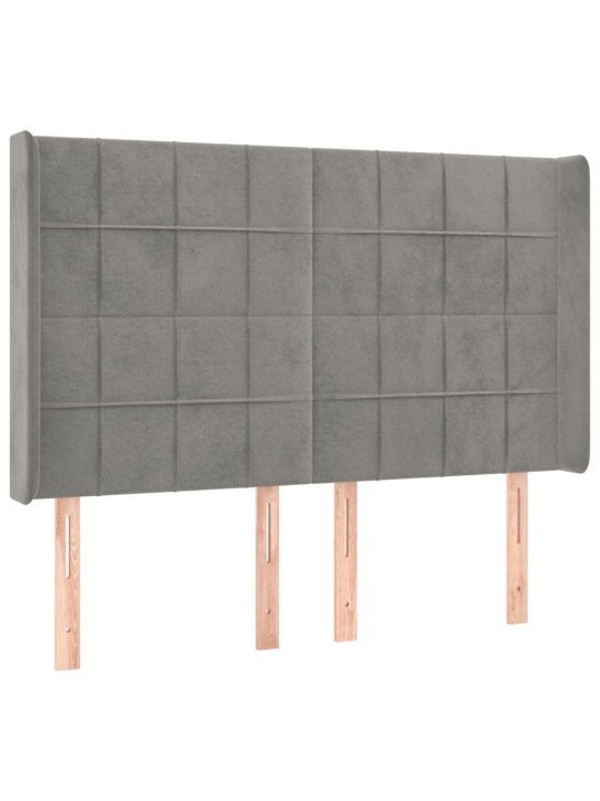 Box spring postel s matrací a LED světle šedá 140x190 cm samet