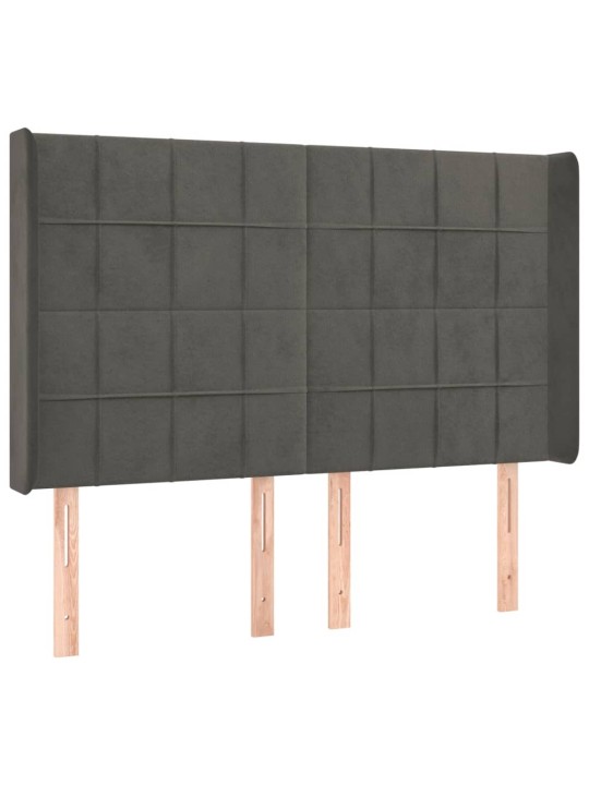 Box spring postel s matrací a LED tmavě šedá 140x190 cm samet