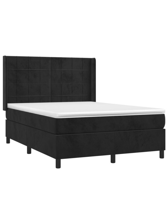 Box spring postel s matrací a led černá 140x190 cm samet