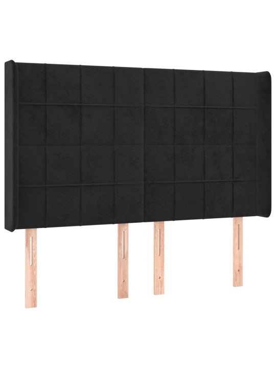 Box spring postel s matrací a led černá 140x190 cm samet