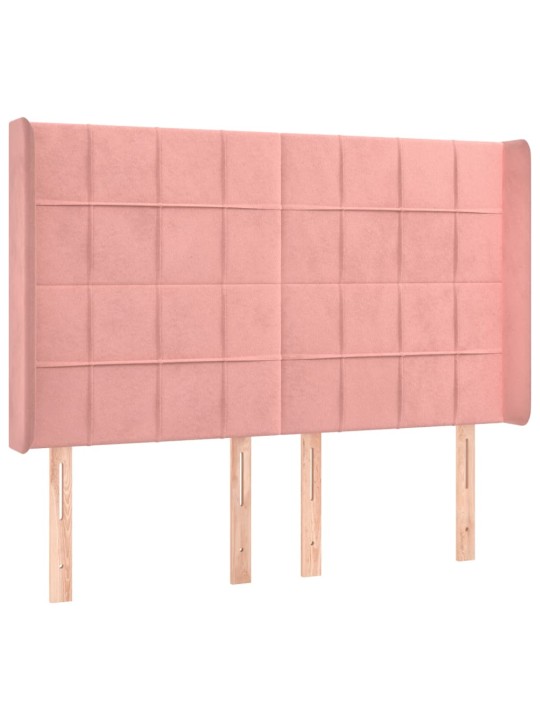 Box spring postel s matrací a led růžová 140x190 cm samet