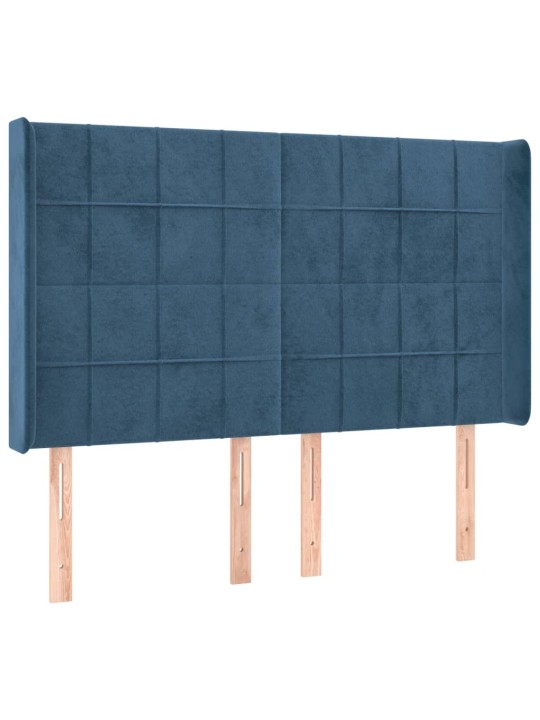Box spring postel s matrací a led tmavě modrá 140x200 cm samet