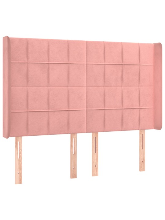 Box spring postel s matrací a led růžová 140x200 cm samet
