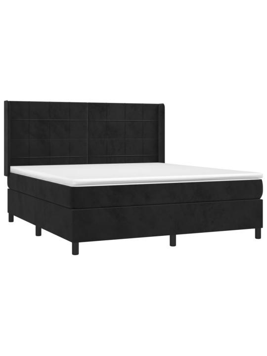 Box spring postel s matrací a LED černá 160x200 cm samet