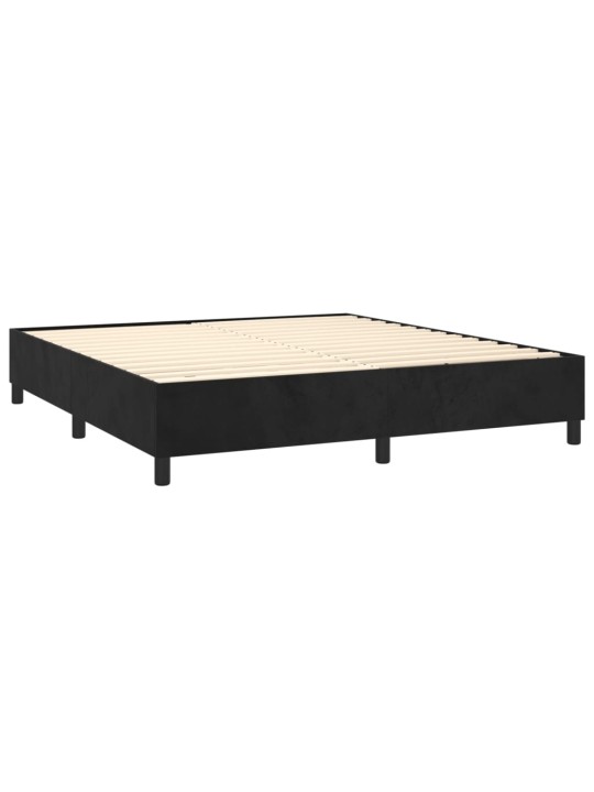 Box spring postel s matrací a LED černá 160x200 cm samet