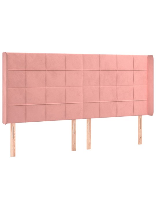 Box spring postel s matrací a led růžová 160x200 cm samet