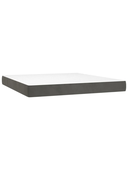 Box spring postel s matrací a LED tmavě šedá 180x200 cm samet