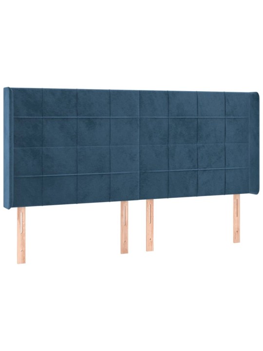 Box spring postel s matrací a led tmavě modrá 180x200 cm samet