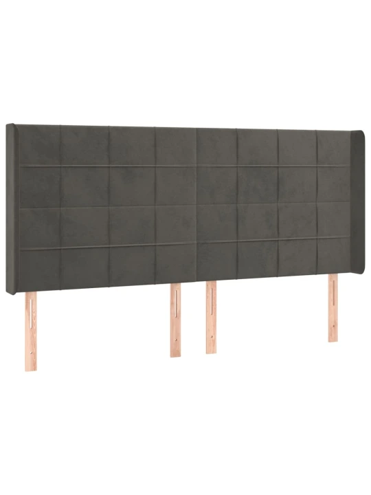 Box spring postel s matrací a LED tmavě šedá 200x200 cm samet