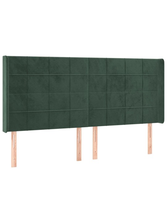 Box spring postel s matrací a LED tmavě zelená 200x200 cm samet