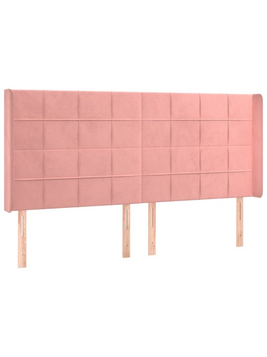 Box spring postel s matrací a LED růžová 200x200 cm samet