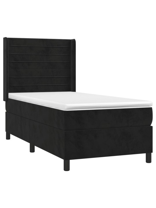 Box spring postel s matrací a LED černá 80 x 200 cm samet