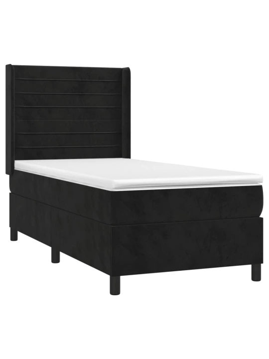 Box spring postel s matrací a LED černá 80 x 200 cm samet