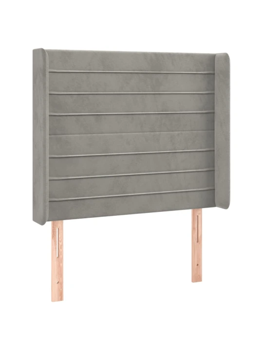 Box spring postel s matrací a LED světle šedá 90x190 cm samet