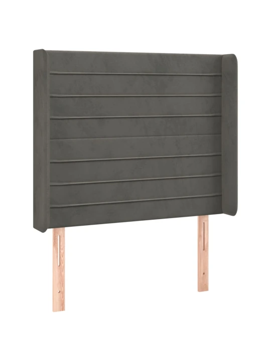 Box spring postel s matrací a LED tmavě šedá 90x200 cm samet