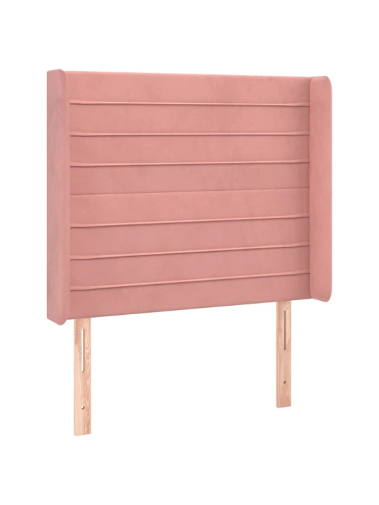 Box spring postel s matrací a LED růžová 90x200 cm samet
